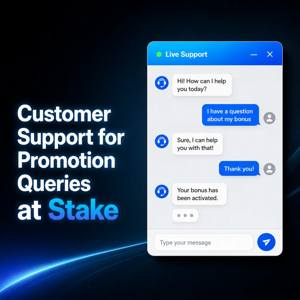 Customer support channels for promotion queries at Stake