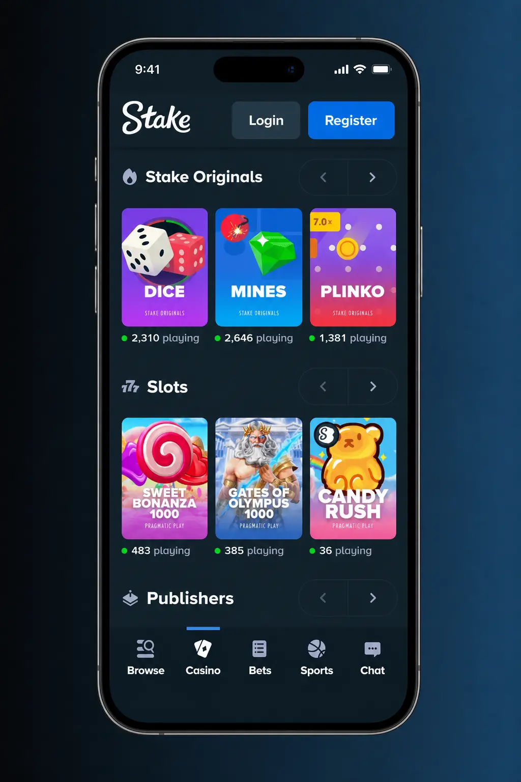 Step-by-step guide on how to start playing at Stake Casino, from registration to depositing and launching games