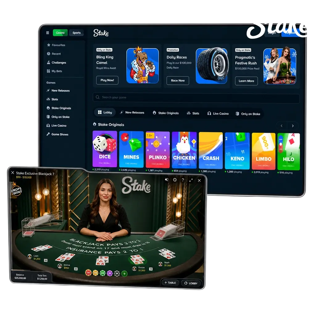 Live casino real dealer games on Stake Canada