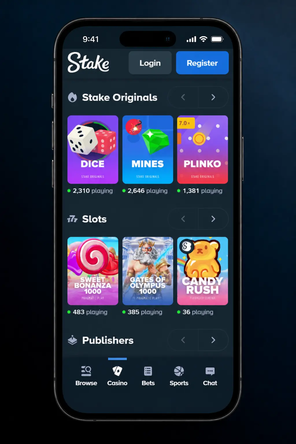 Step-by-step guide to log in to Stake via mobile app on iOS or Android using email or Google account