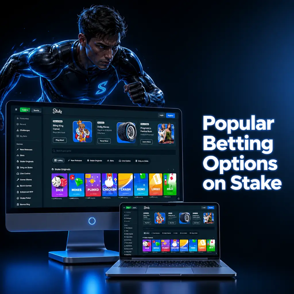 Popular betting options on Stake including live betting, pre-game lines, and multi bet parlay