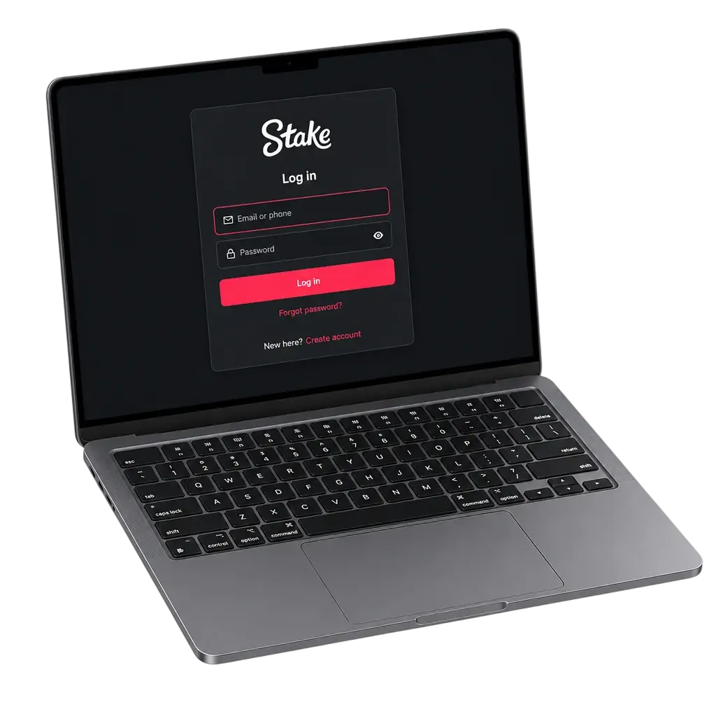 Stake login page showing account access on desktop and mobile in Canada